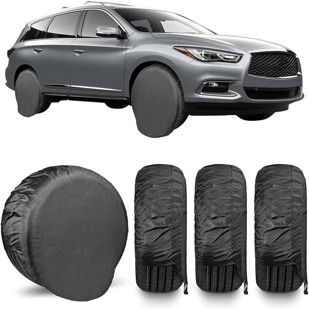 Customized Size 420D Oxford Wheel Cover 4 Pack Tire Covers Waterproof Tough Tire Wheel Protector for Truck SUV Trailer RV