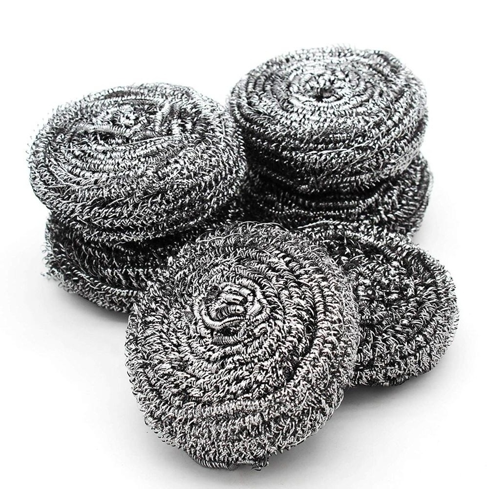 Household Items Stainless Steel Sponges & Scrubbing Scouring Pad, Steel Wool Scrubber for Kitchens, Bathroom and More