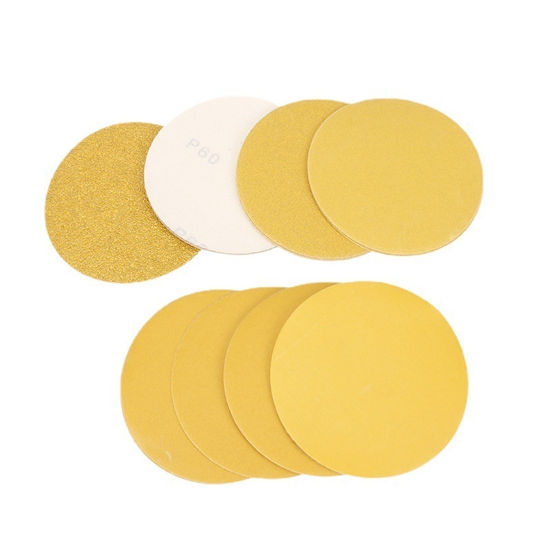 5-inch sandpaper sheet golden yellow coating sanding disc metal dry grinding sheet self-adhesive sandpaper wholesale