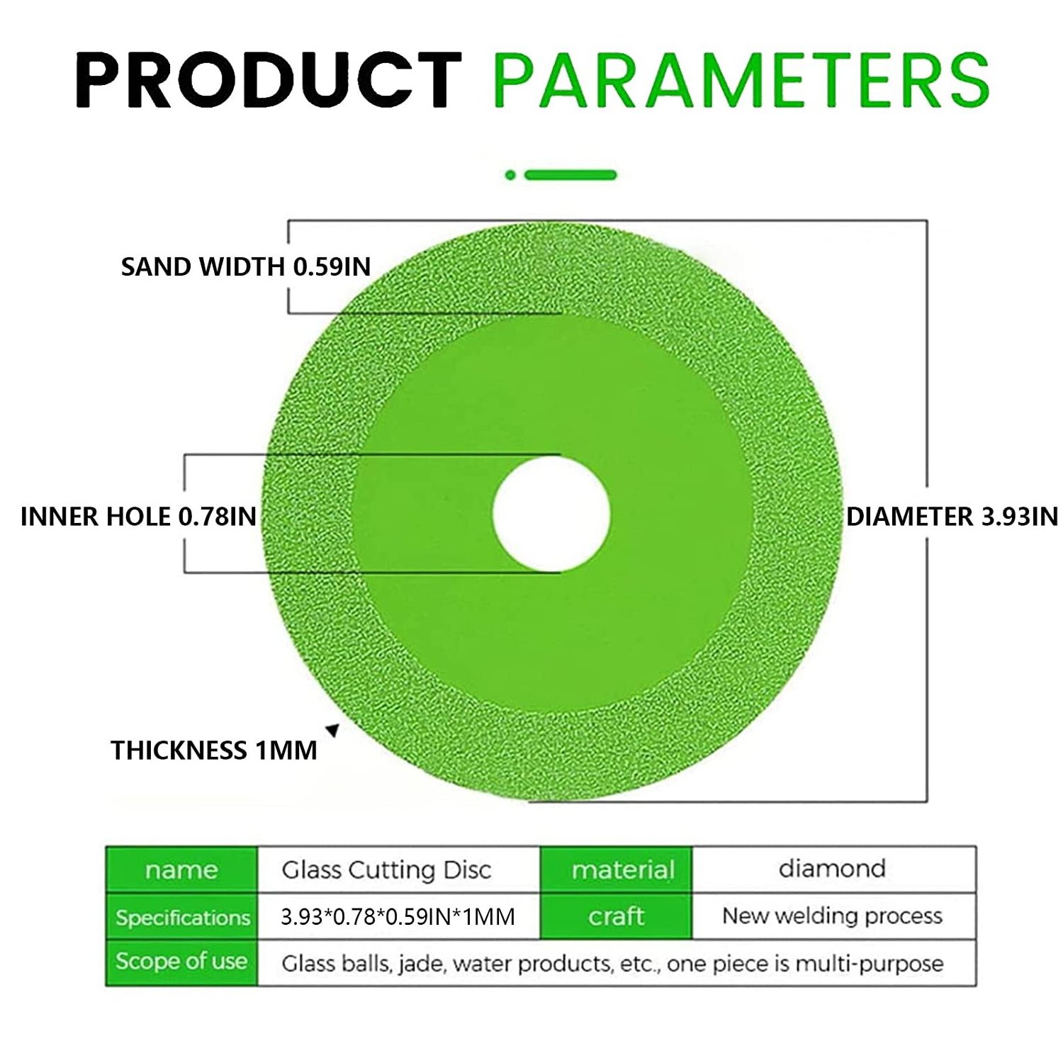 PEXCRAFT New Green Thin Saw Blade Wheel Glass Ceramic Cutting Tool 4 Inch Ultra-thin Diamond Saw Blade Wheel Glass Cutting Disc