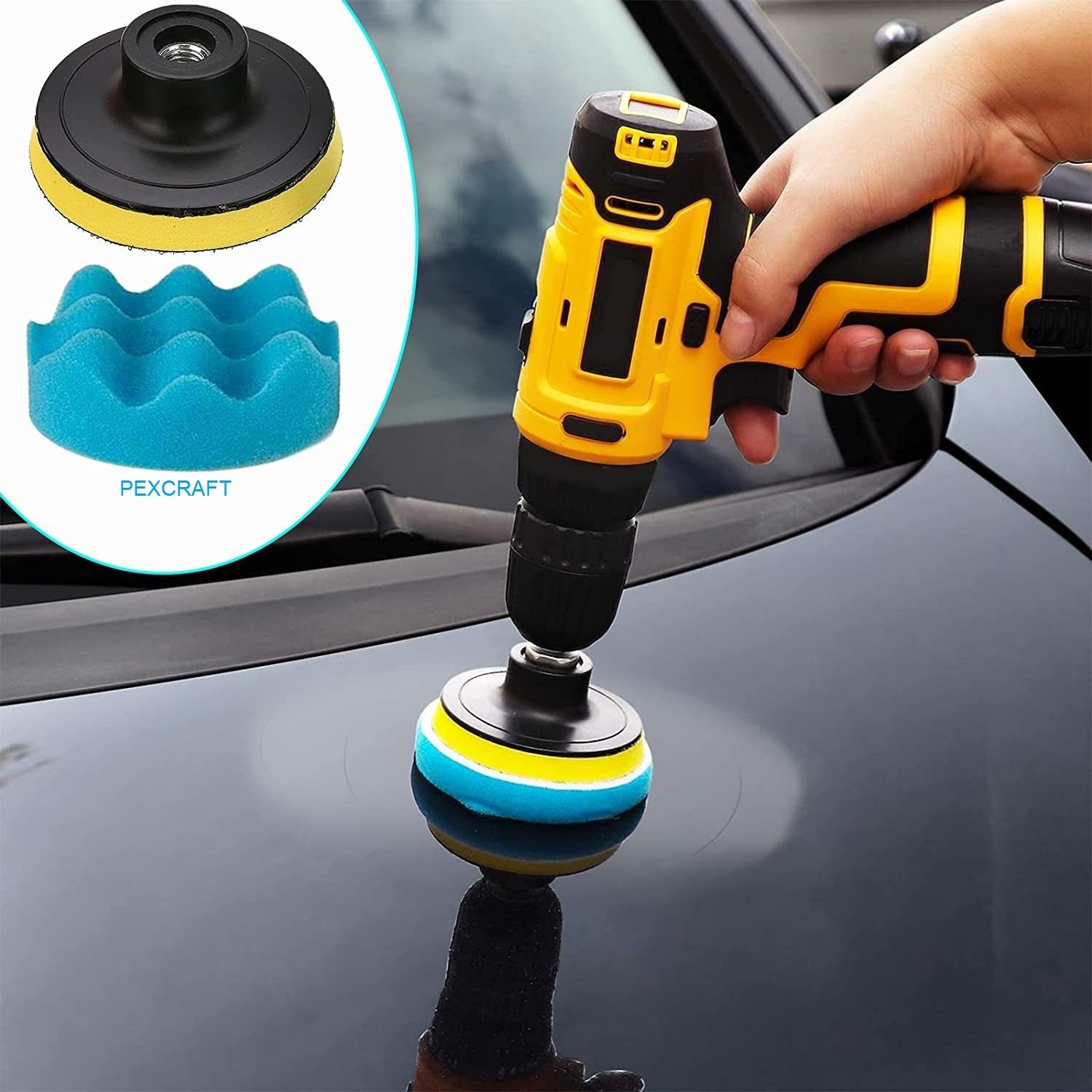 PEX 26 Pcs Car Detailing Wash Brush Set Auto Drill Clean Brushes Cleaning Tools Sponge Pads For Interior Exterior Washing