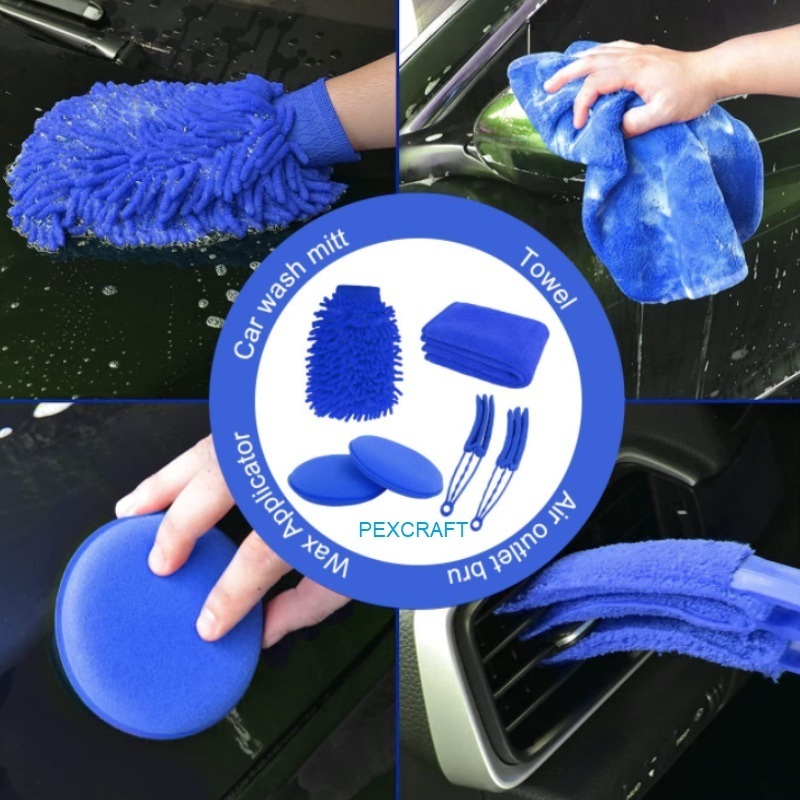 PEX 26 Pcs Car Detailing Wash Brush Set Auto Drill Clean Brushes Cleaning Tools Sponge Pads For Interior Exterior Washing