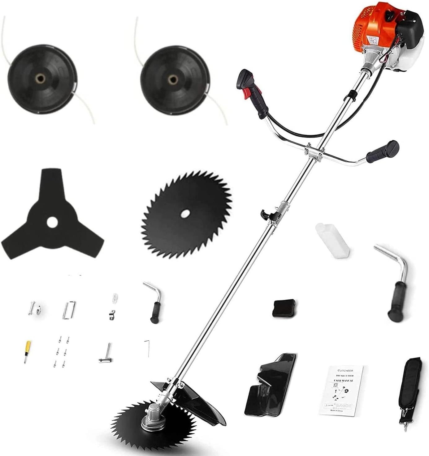 51.7CC Weed Wacker Gas Powered 2-Cycle Gas Brush Cutter Straight Shaft 4 in 1 Cordless Lawn Edger  String Trimmer