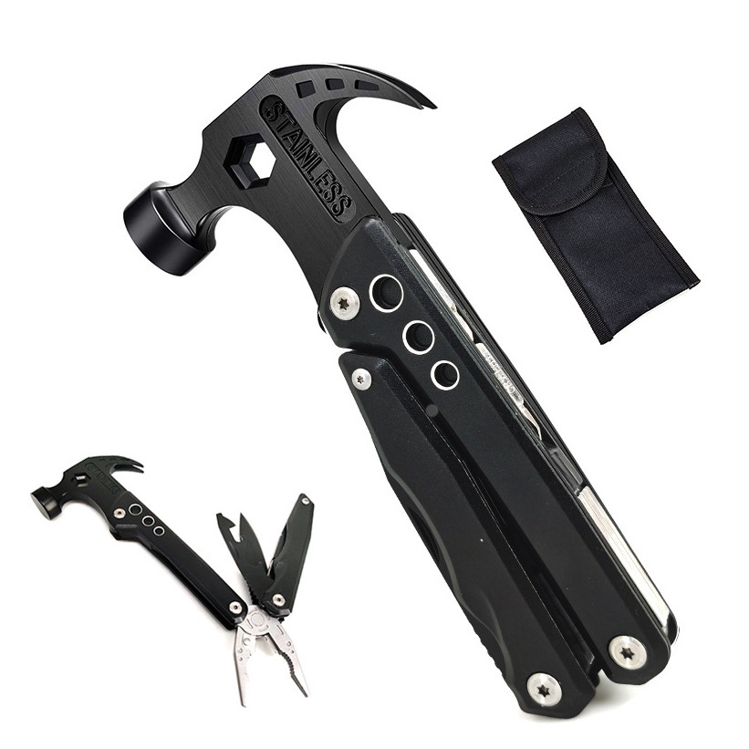 Multifunctional Stainless Steel Mini Screwdriver Plier Hammer Survival Multi Tool Claw Hammer Camping Tool Claw Hammer