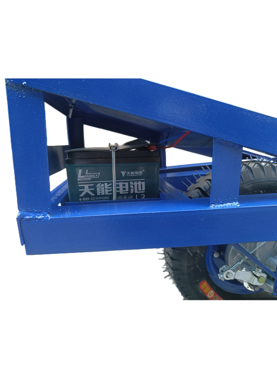 Garden Trolley Electrical Transport Cart Agricultural Steel Tricycle Heavy  250kg Things  Metal electrical wheelbarrow Blue