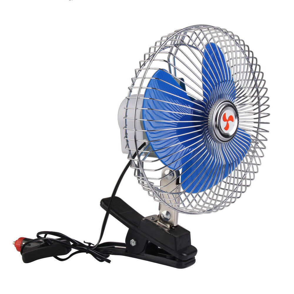 8'' 12V Portable Vehicle Auto Car Fan Oscillating Car Auto Clip-On Cooling Fan