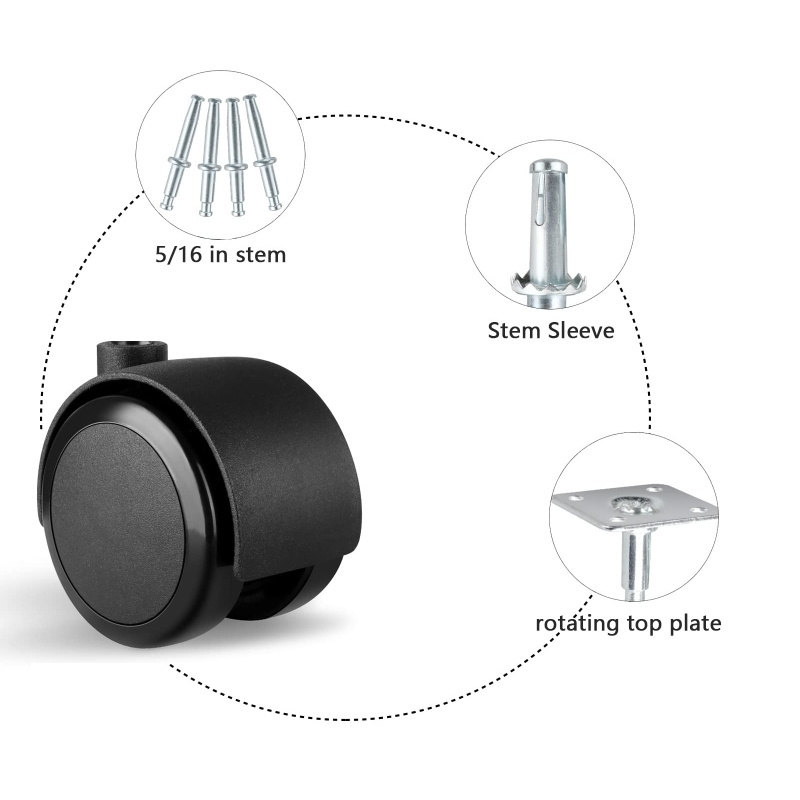 2 Inch Universal Fit Standard Size Roller Office Chair Replacement Wheels