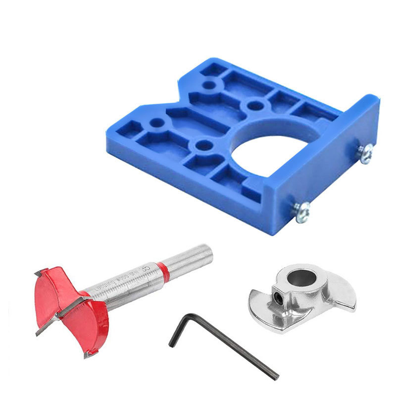 35mm Hinge Drilling Jig Set Concealed Guide Hinge Hole Drilling Locator Woodworking Hole Opener