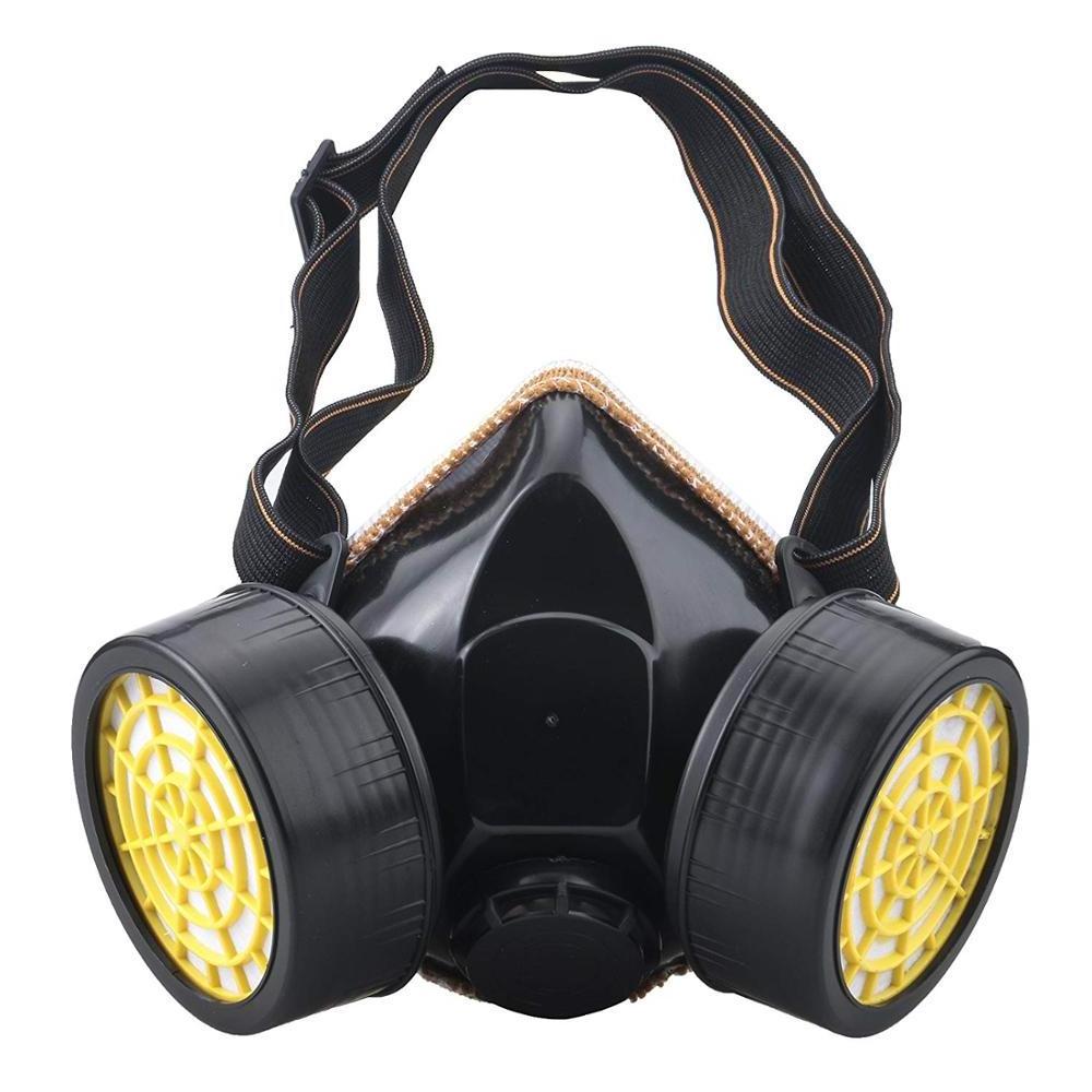 Chemical Gas Anti-Dust Spray Dual Cartridge Respirator Paint Filter Mask Set Black