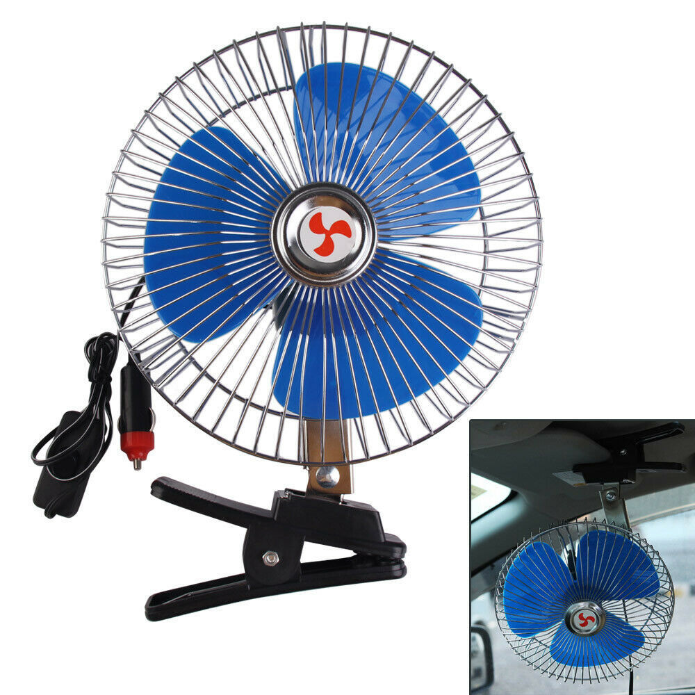 8'' 12V Portable Vehicle Auto Car Fan Oscillating Car Auto Clip-On Cooling Fan