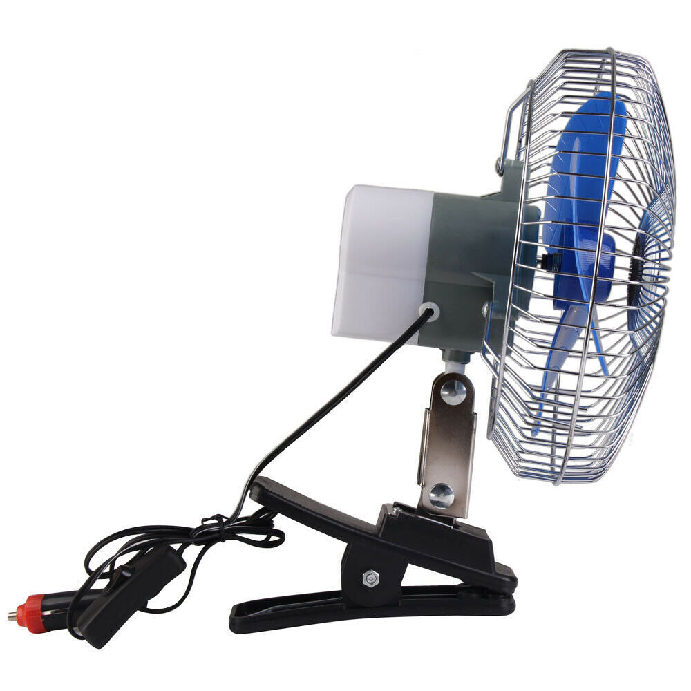 8'' 12V Portable Vehicle Auto Car Fan Oscillating Car Auto Clip-On Cooling Fan