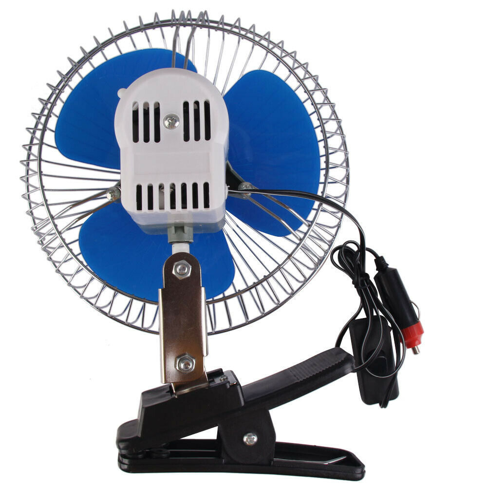 8'' 12V Portable Vehicle Auto Car Fan Oscillating Car Auto Clip-On Cooling Fan