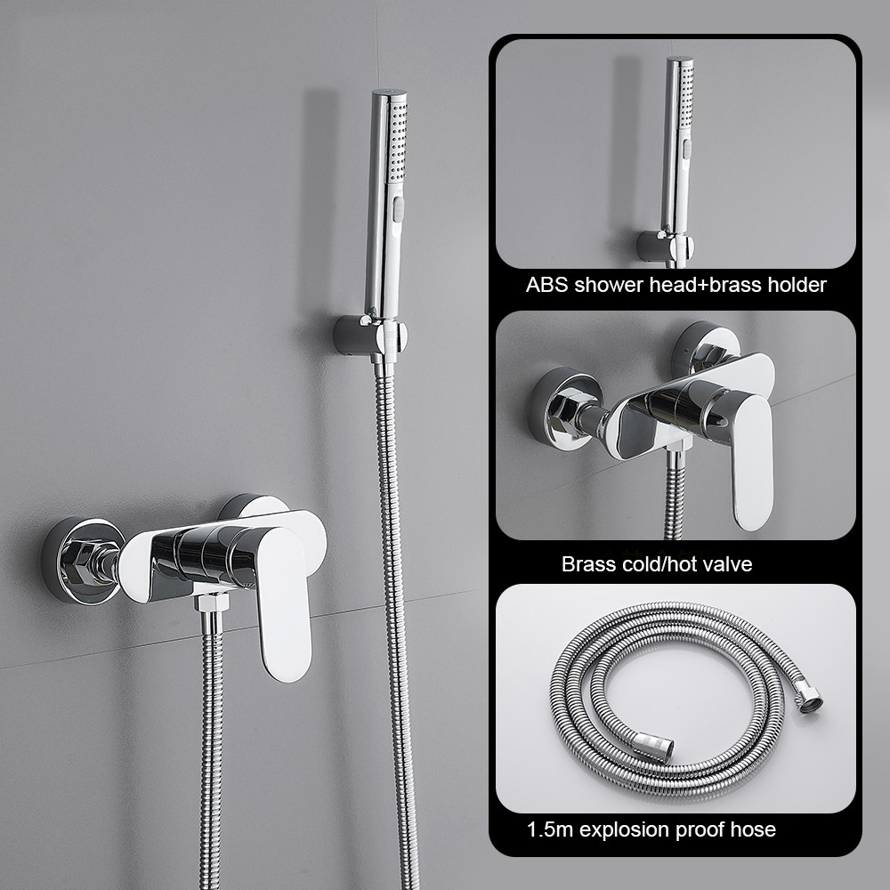 Pexmax Shower Column Set ABS Hand Shower Head Shower Faucet Wall Mount