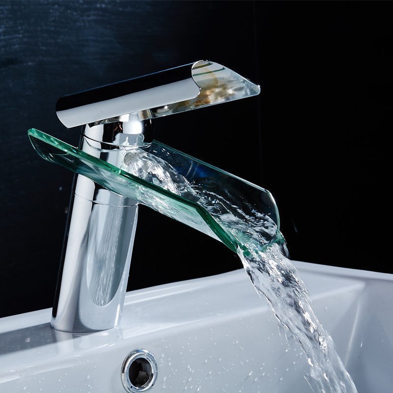 Glass tap apartment mixer face hot cold hotel family bathroom wash deck mounted water faucet brass single hole basin faucet