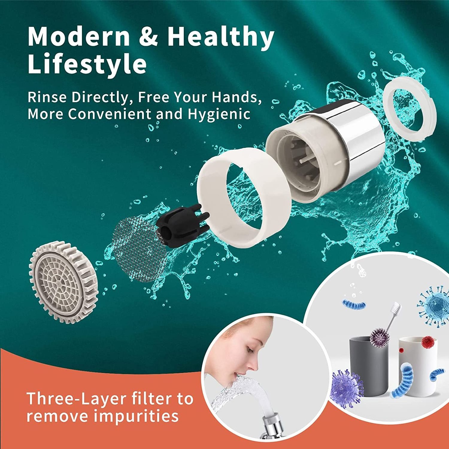 1080 degree Swivel Universal Sink Splash Filter Spray Head flexible rotating Kitchen faucet Aerator faucet extender Extension