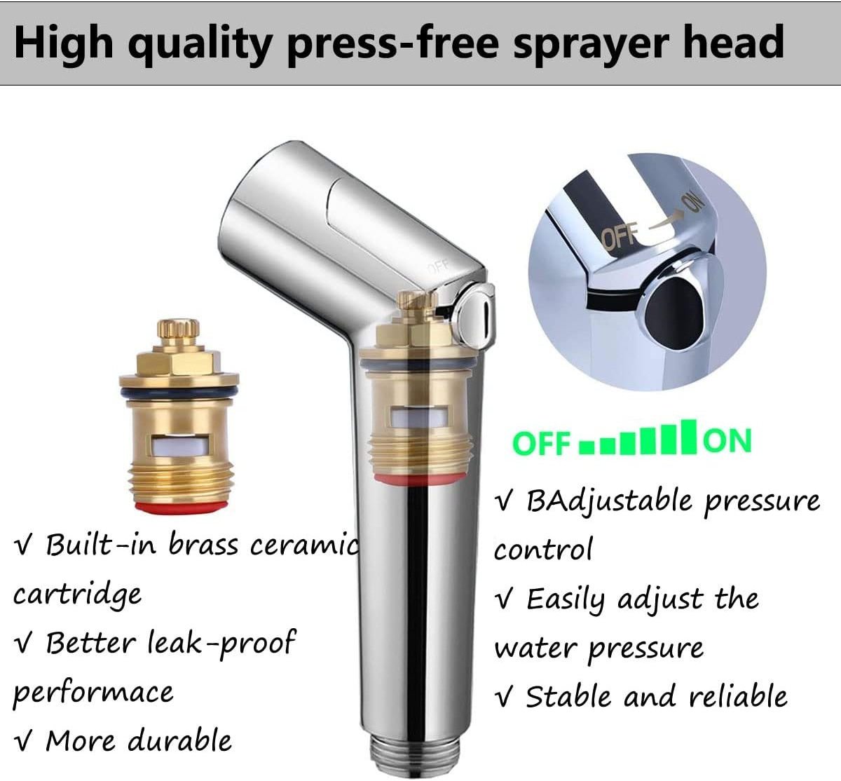 Shattaf Valve Brass T-Adapter with Shut Off Valve for Bidet Sprayer, Chrome Plated and Easy to Install shattaf bidet sprayer set