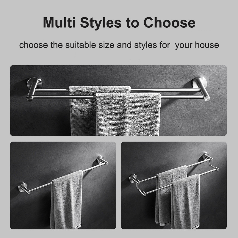 Pexmax Stainless Steel Bathroom Kitchen Towel Robe Hooks Steel Towel Rail Towel Rack with Wall Mount