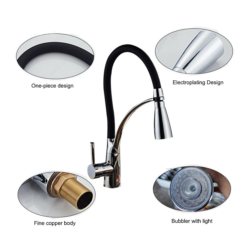 Pexmax 360 degree Rotating Kitchen Faucet Pull Our Kitchen Sink Faucet Rotatable Kitchen Faucet with LED Lights