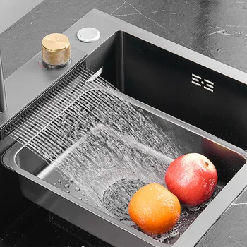 kitchen sinks and tap modern waterfall multifunction 304 stainless steel kitchen sink black hidden kitchen sink