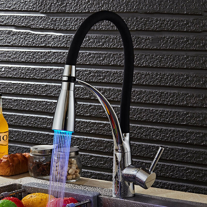 Pexmax 360 degree Rotating Kitchen Faucet Pull Our Kitchen Sink Faucet Rotatable Kitchen Faucet with LED Lights