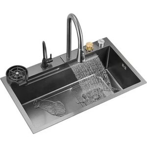 kitchen sinks and tap modern waterfall multifunction 304 stainless steel kitchen sink black hidden kitchen sink