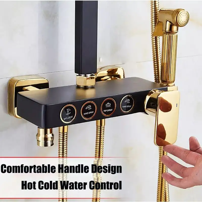 Bathroom thermostatic Stainless steel Faucet Hot Cold Tap digital shower faucet set mixer set System Bathroom Shower head set