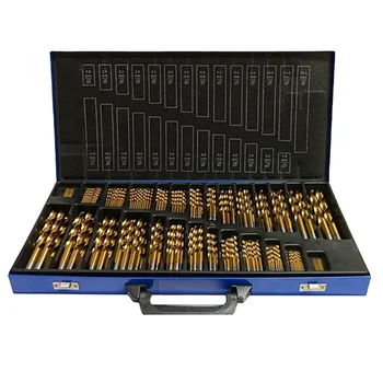 170PCS Titanium Cobalt HSS Drill Bit Set Jobber Length Straight Shank for Metal Stainless Steel Drilling