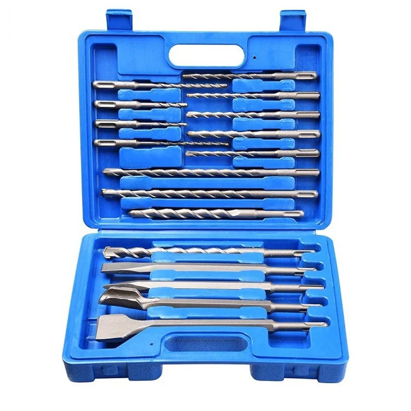 Carbide Tipped SDS & HEX Electric Hammer Chisel Kit for Masonry Concrete Stone Brick Diverse Shapes