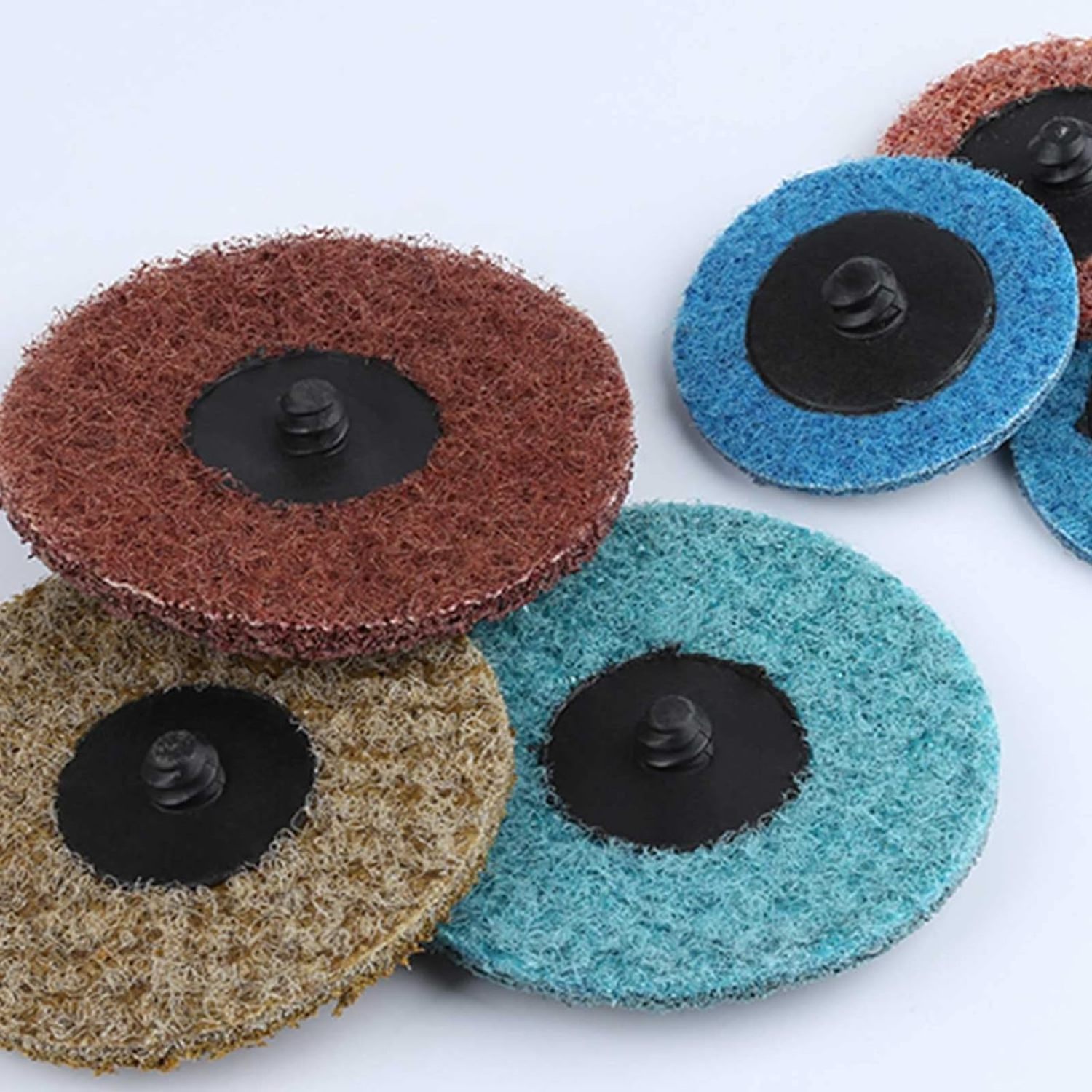 PEXMIENTAS 2 Inch Wood Stone Steel Surface Polishing Discs Non Woven Fiber Disc Fabric Quick Change Disc