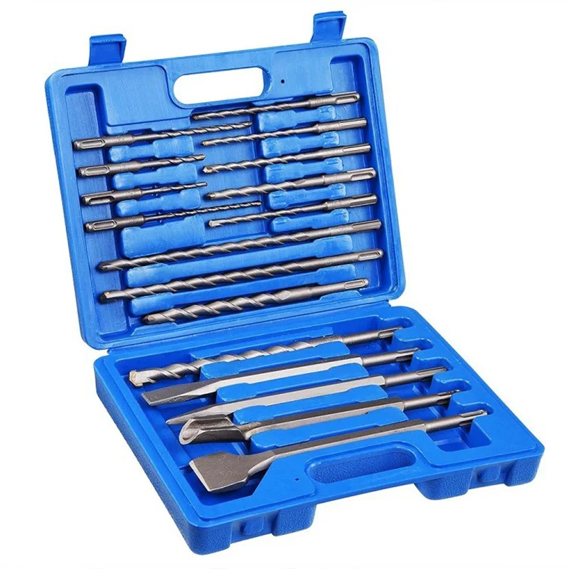 Carbide Tipped SDS & HEX Electric Hammer Chisel Kit for Masonry Concrete Stone Brick Diverse Shapes