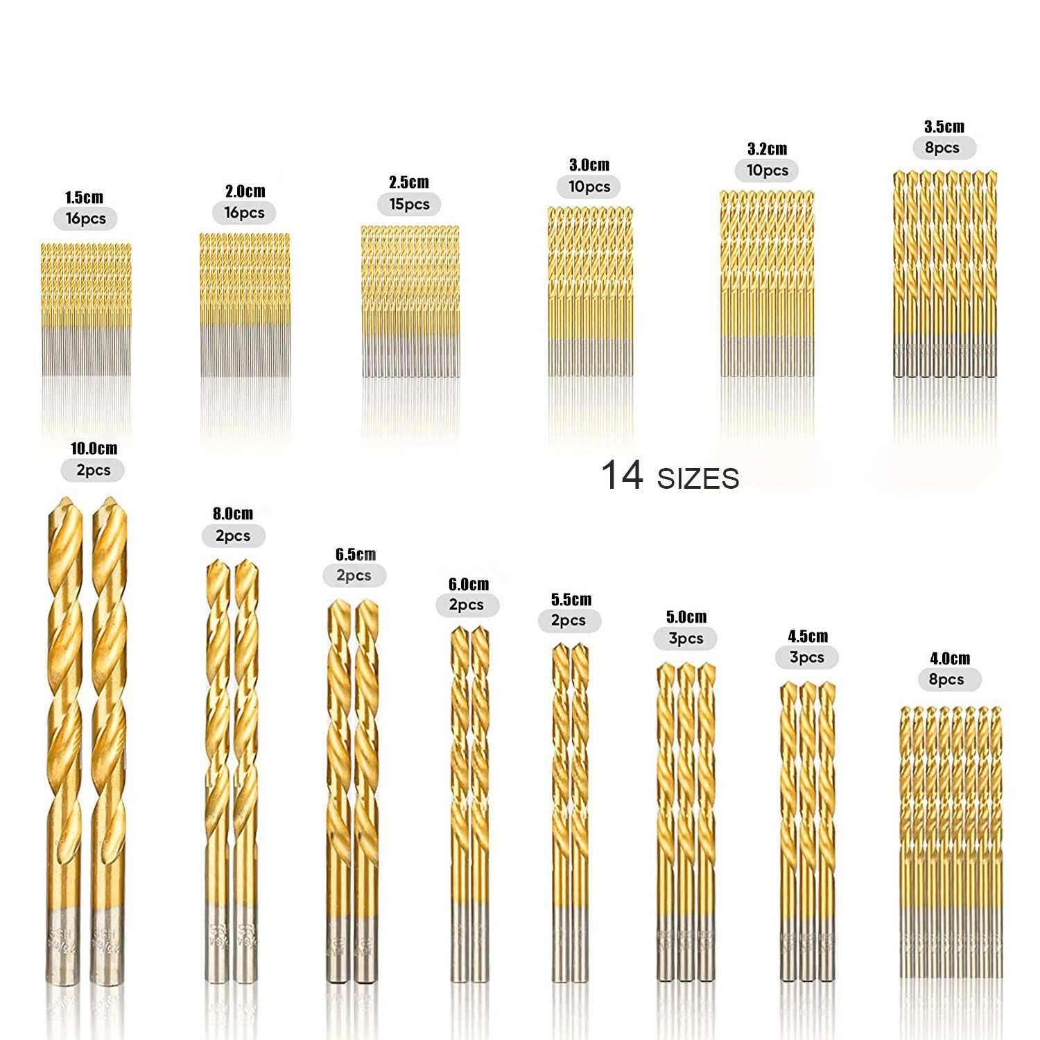 high speed steel 99pcs 1.5mm to 10mm hole pore opener titanium-plated twist drills bits set