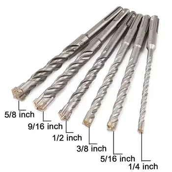 SDS Plus Max Masonry Drill Bits High-Quality Hammer Bits Carbide Tip Single 6 Cutting Edges for Concrete Brick Stone Drilling