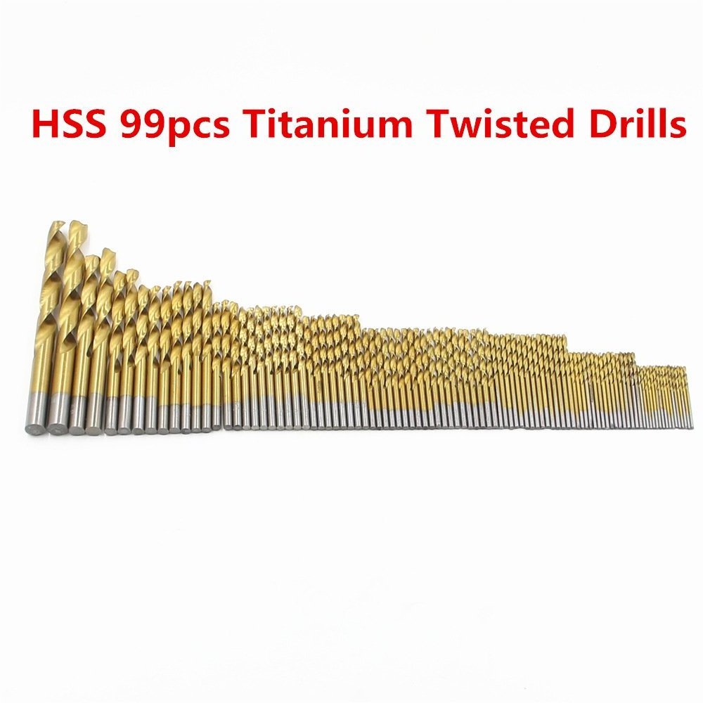 High Speed Steel Drill Bit Set for Wood and Metal broca escalonada  1.5mm to 10mm Working Length Including Titanium Drill Bits