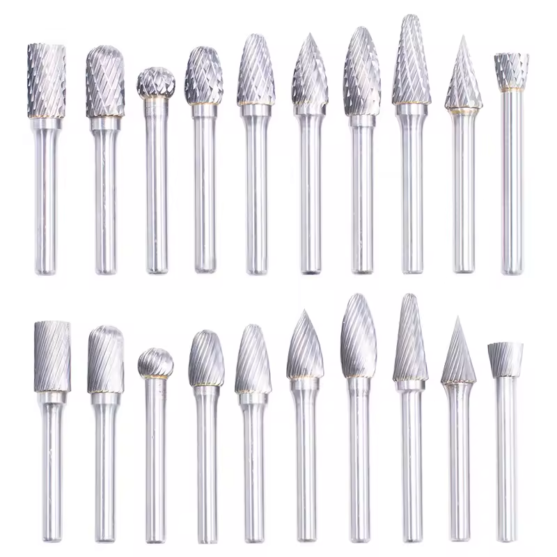 Tungsten Carbide Burr Bit Set 10pcs with 3X6mm 3X3mm Double Cut Solid Rotary Files for Metal Working Engravers and Grinders