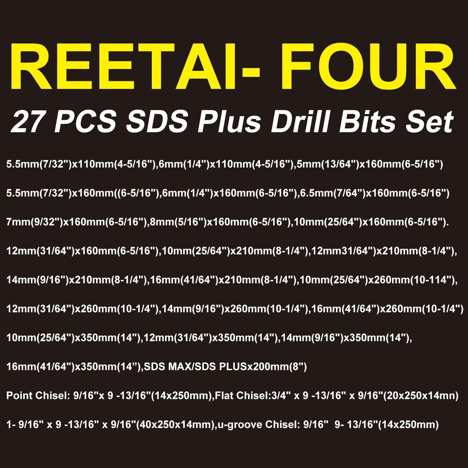 PEXMIENTAS 27pcs SDS Plus shank carbide rotary hammer drill bits chisel single tip reinforced concrete sds plus hammer drill