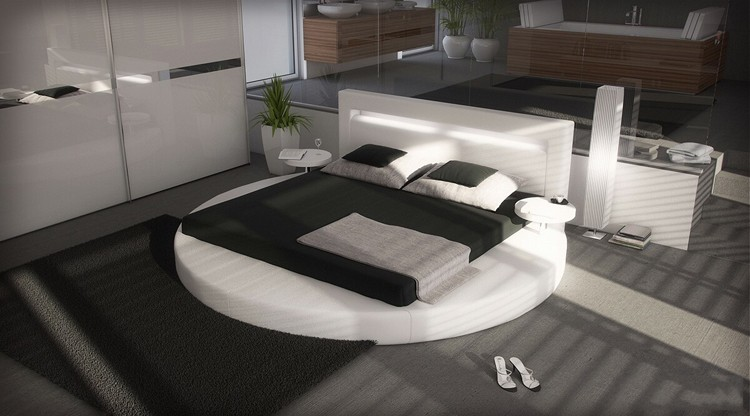 Hot Sale Modern Round Bed Designs With Led Light Cheap Round Beds