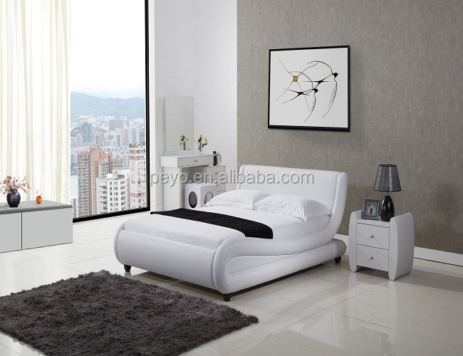 Leather Round Bed King Queen Size Bed Foshan Furniture