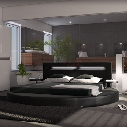 Hot Sale Modern Round Bed Designs With Led Light Cheap Round Beds