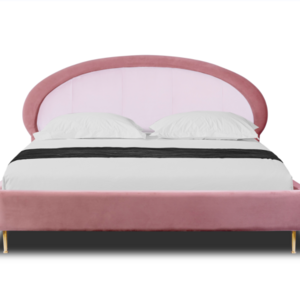 Newest Design Fabric Upholstered Queen Size King Size Pink Round Headboard Bed Frame Bedroom Furniture Bed