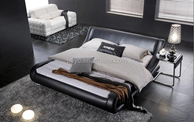 Leather Round Bed King Queen Size Bed Foshan Furniture