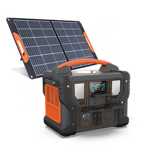 Portable solar generator outdoor battery backup supply 500w lithium power station with 100W solar panel