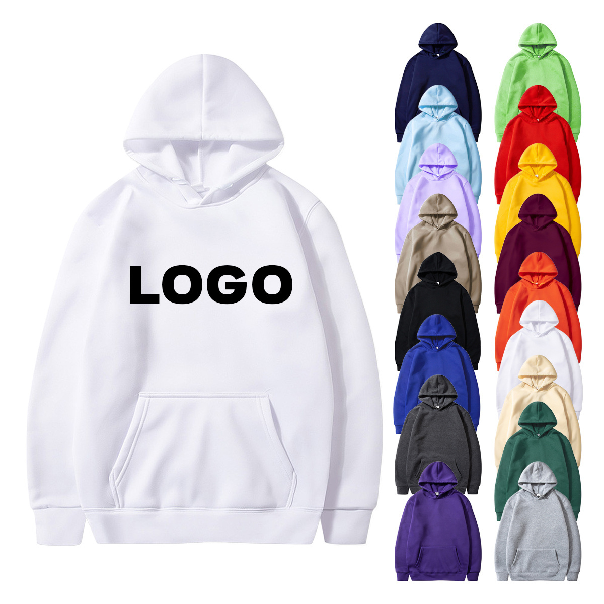 Fashion Design Custom DTG Heat Transfer Puff Printing Warm Winter Streetwear Pullover Plus Size Men's Oversized Blank Hoodies