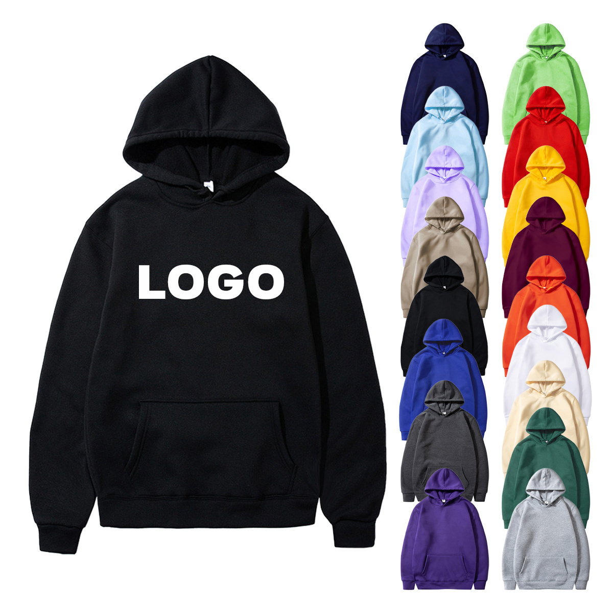 Fashion Design Custom DTG Heat Transfer Puff Printing Warm Winter Streetwear Pullover Plus Size Men's Oversized Blank Hoodies