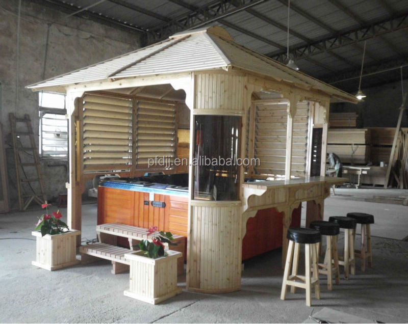 wooden gazebo hot tub