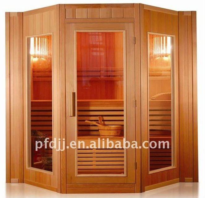 wooden sauna door with tempered glass