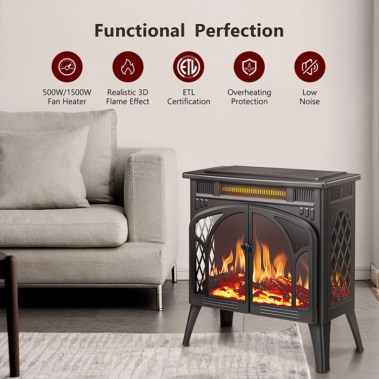 Exquisite Indoor Smart Heating Free Standing Decor Flame Electric Fireplace Stove Heater