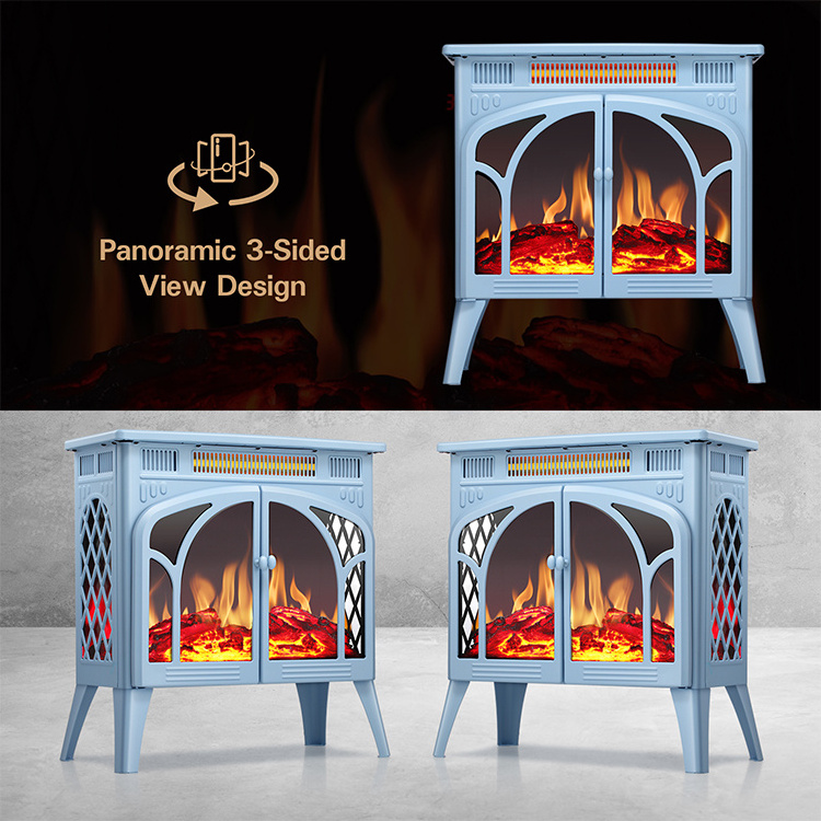 Portable Tabletop Bedroom Freestanding Home Decorative Flame Wood Fired Electric Fireplace Stove Heater