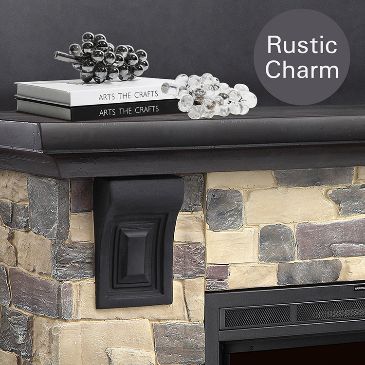 High Quality Indoor 3d Decorative Tv Stand Wall Recessed Polystone Stone Electric Fireplace