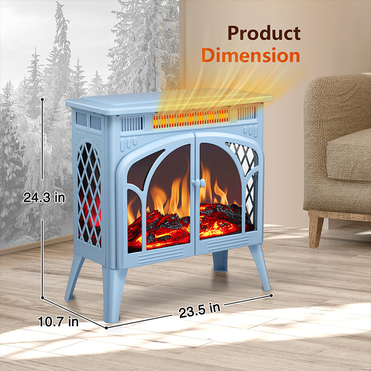 Portable Tabletop Bedroom Freestanding Home Decorative Flame Wood Fired Electric Fireplace Stove Heater