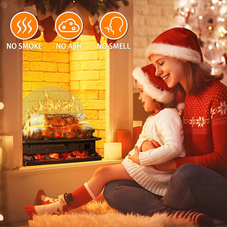 Overheat Protection Safe Operation Decorative Carbon Stove Electric Fireplace Log Set Heater With Led Flame